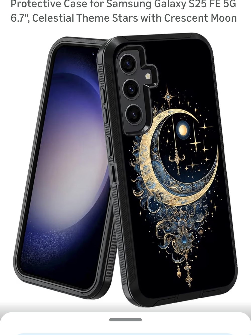 Amazon Celestial Moon Stars Phone Case in Black and Gold